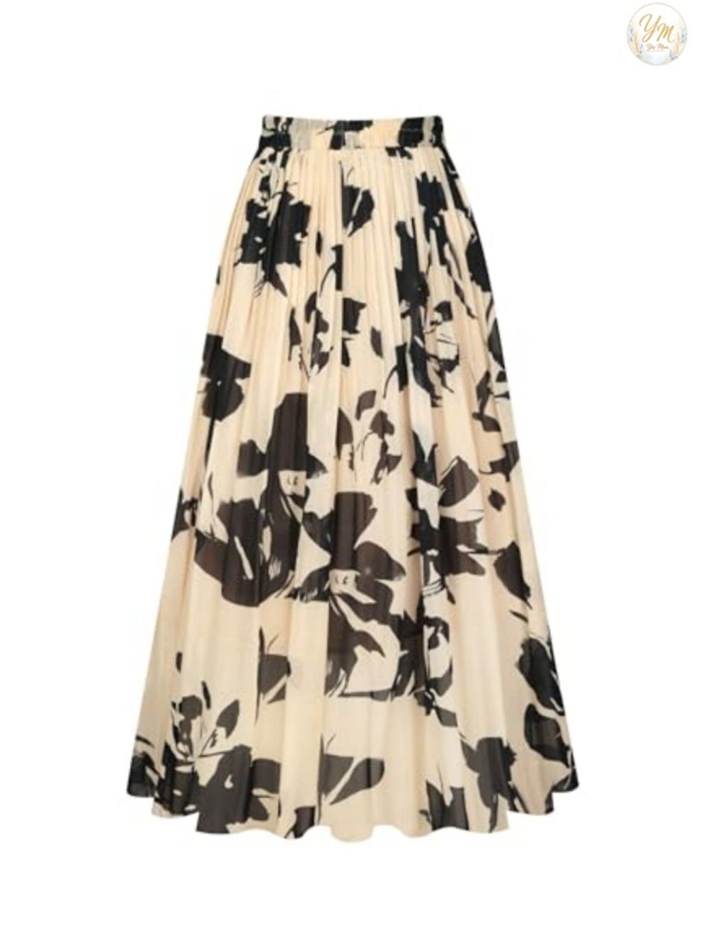 Chiffon Pleated A-Line Midi Skirt High Waist Flowy Casual